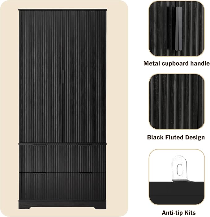 2 Drawers Below-black
