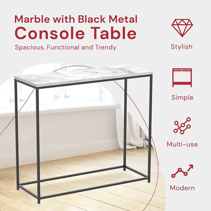 Marble Black Metal Console Table