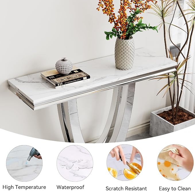 White Silver-console Table