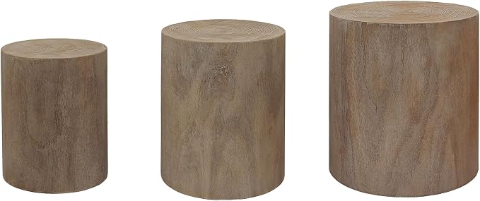Set of 3-natural Wood