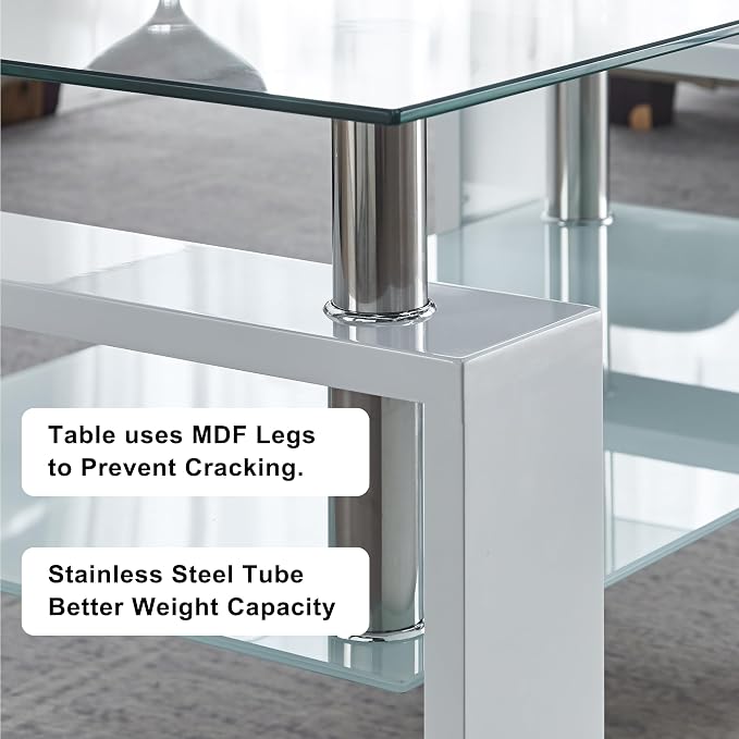 Clear White Table + White End Table