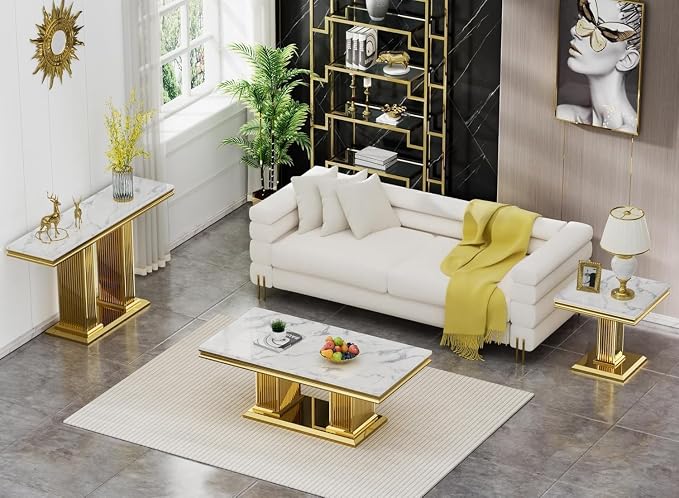 Coffee Table - White Gold Base
