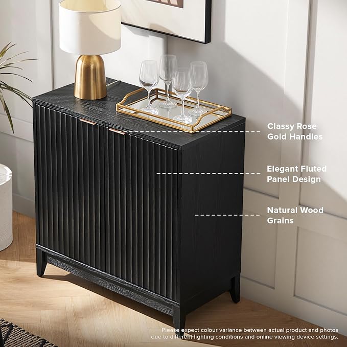 Black Wave Fluted Cabinet