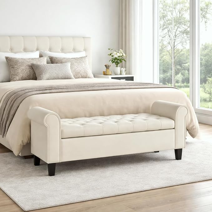 Beige 50''w With Rolled Arms