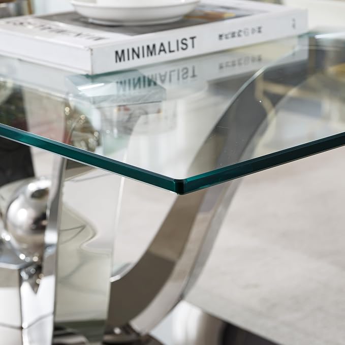 Silver End Table - Floral Shape Base