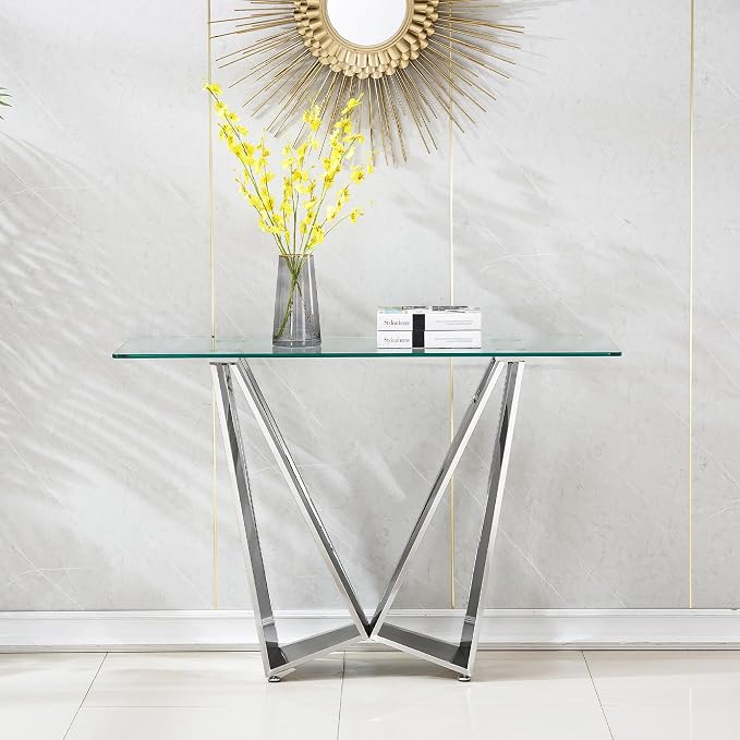 Silver - Console Table (W-shape Base)