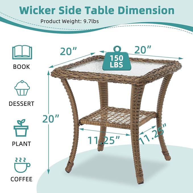 Brown Wicker/Glass Top