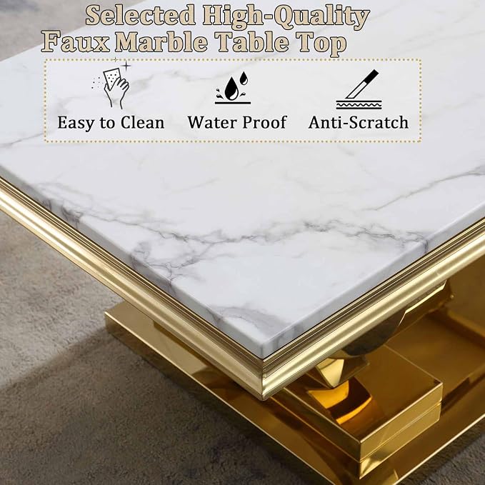 White Golden Coffee Table