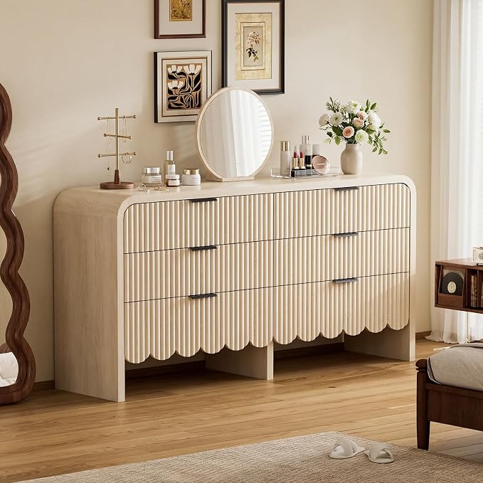 Beige-6 Drawer-dresser