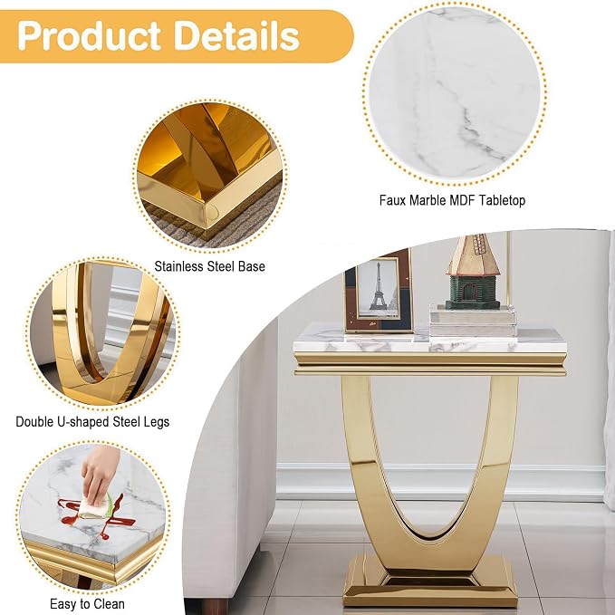 End Table,white&gold-3