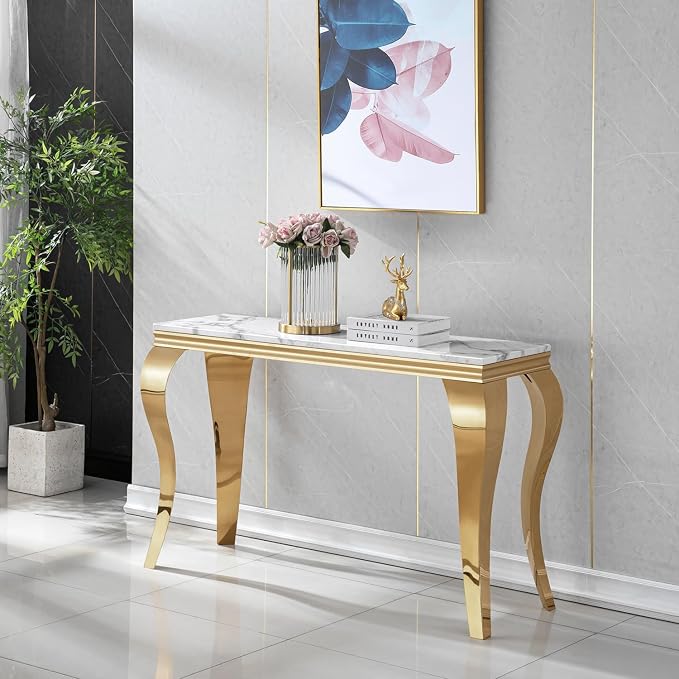 Console Table - White Gold Base