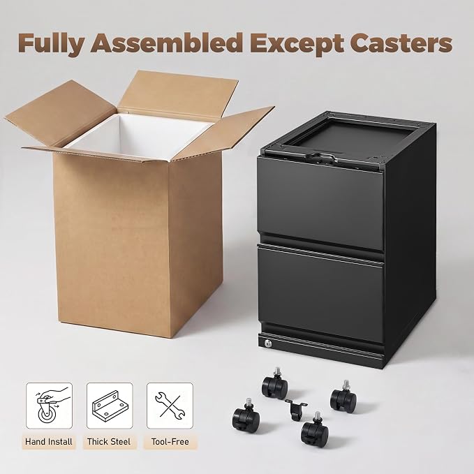 Matte-black 2-drawer Mobile