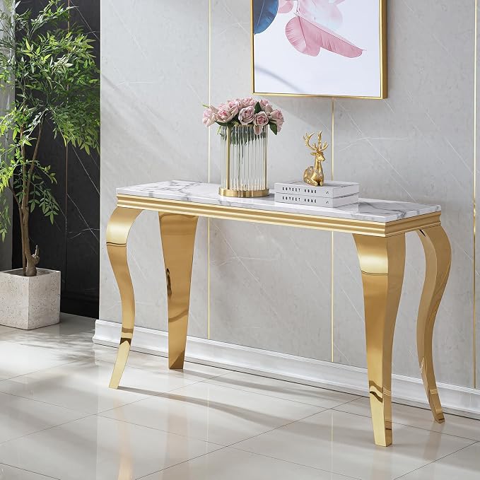 Console Table-gold White