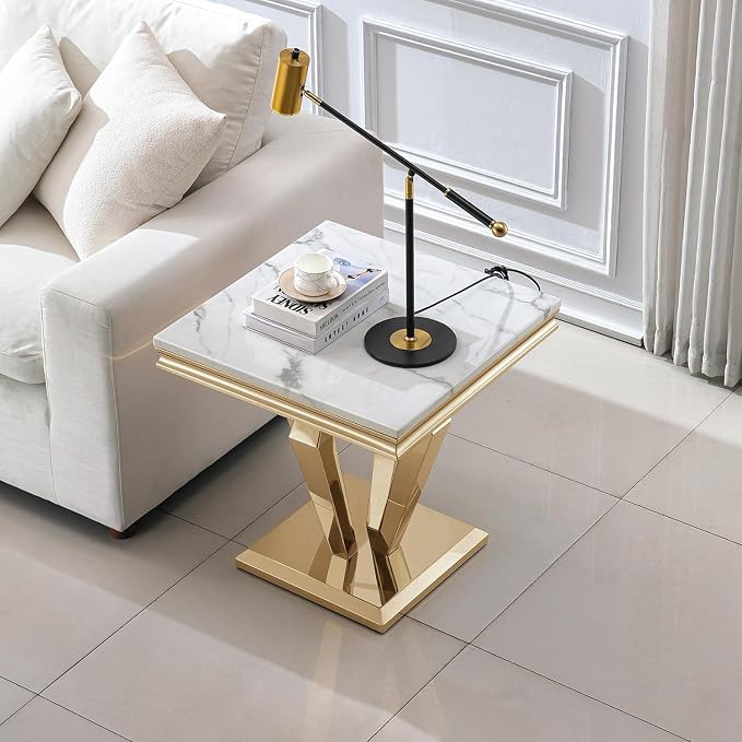 End Table - White Gold Base