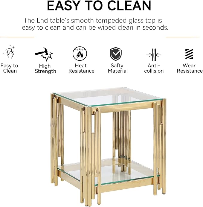 Clear Glass and Gold Frame Adjustable Legs