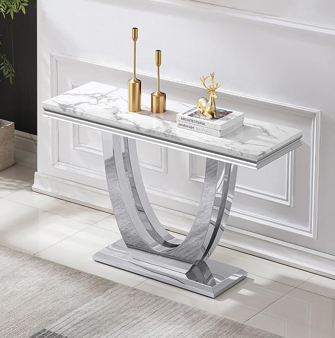 White & Silver Console Table