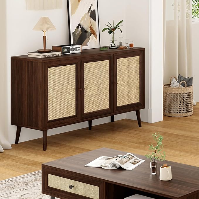 Walnut Rattan-3 Door