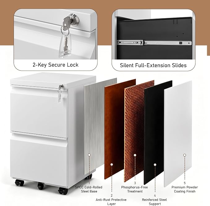 Matte-white 2-drawer Mobile