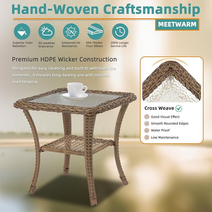 Brown Wicker/Glass Top