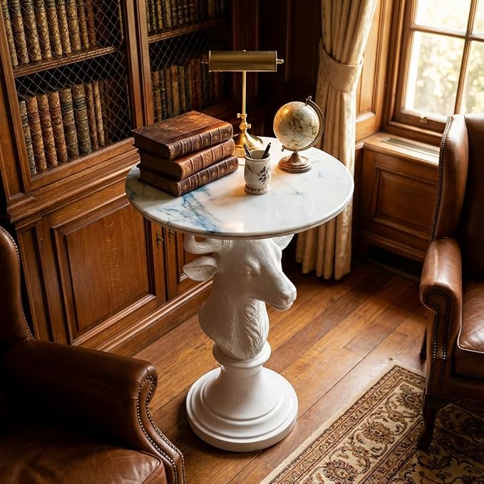 White Deer Statue Table