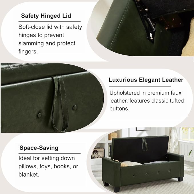 Olive Green Faux Leather Tufted 48''