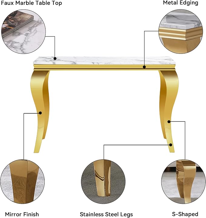 White Golden Console Table