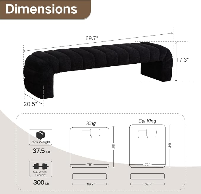 Black 69.7''w
