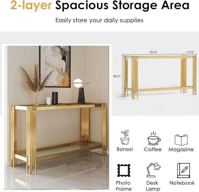 Console Table-clear & Gold