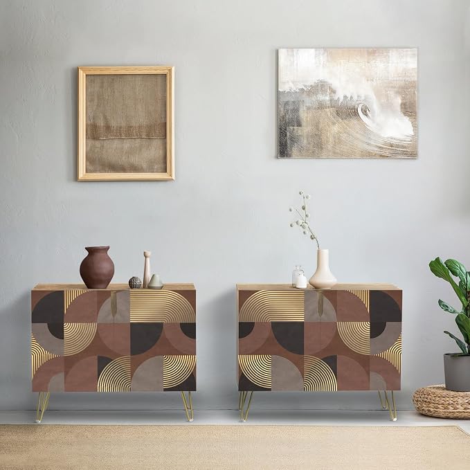 Black, Brown & Gold Geometric Polygons Abstract Shapes