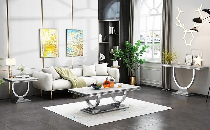Console Table - White Silver