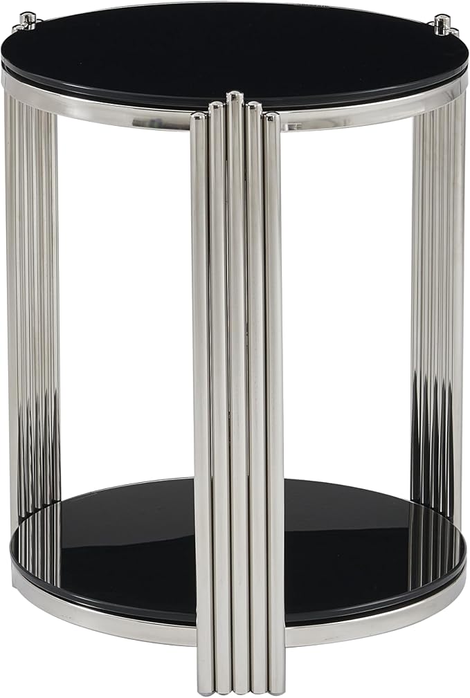 Black & Silver Round End Table