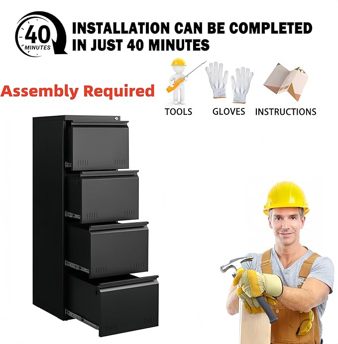 Matte-black 4-drawer Vertical