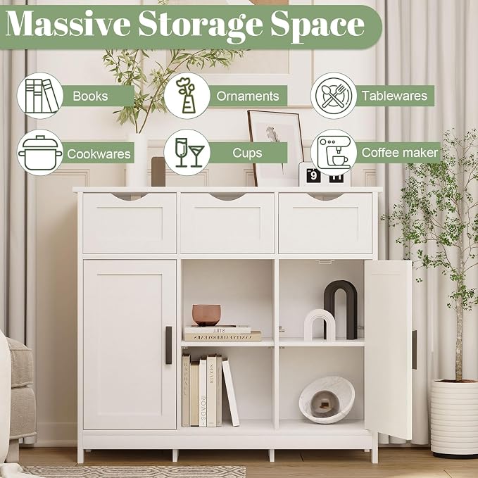 White-3 Drawers+2 Doors