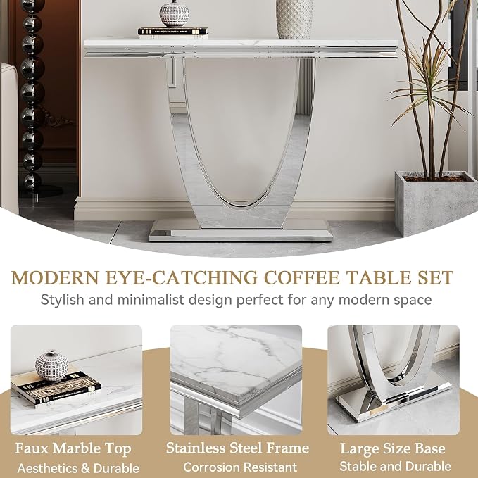 White Silver-console Table