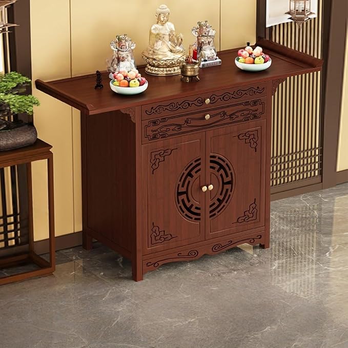 Pearwood Color, Double Door With Pull-out Board, Offering Cabinet
