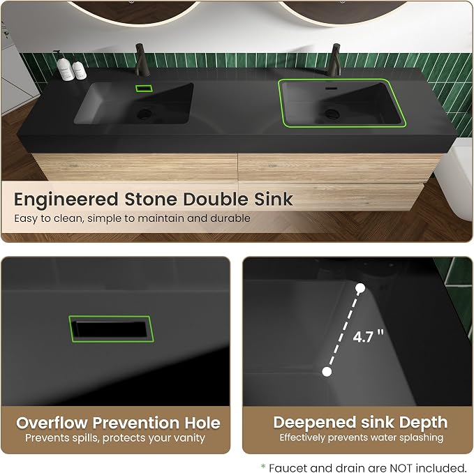Rough Oak / Black High-rim Sink