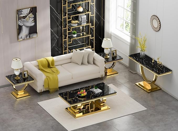 Coffee Table - Black Gold Base