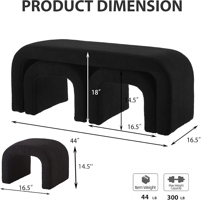 Black 44''w 3-piece