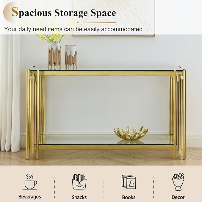 Clear Gold-console Table