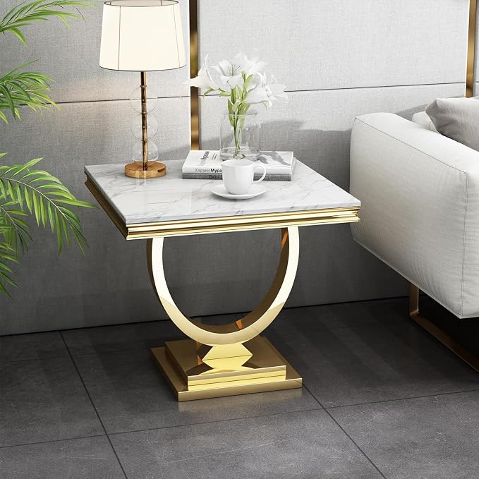 End Table,white&silver