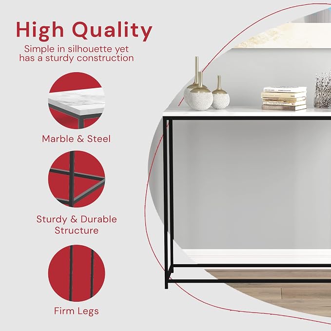 Marble Black Metal Console Table