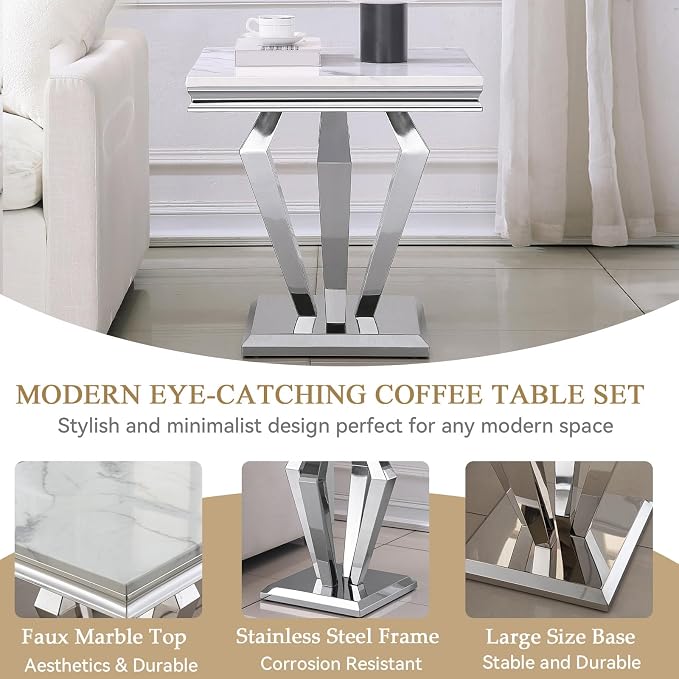 White Silver-end Table