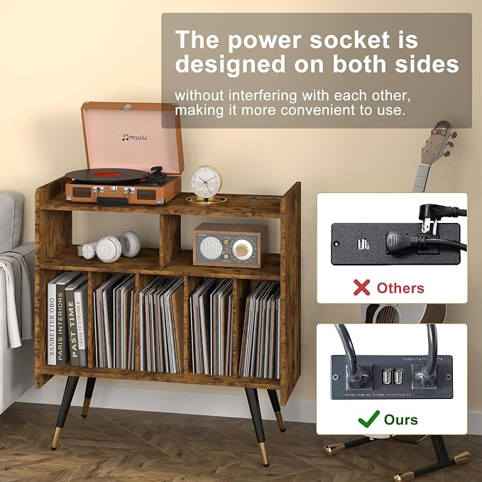 Brown - 6 Compartments (Usb and Socket)