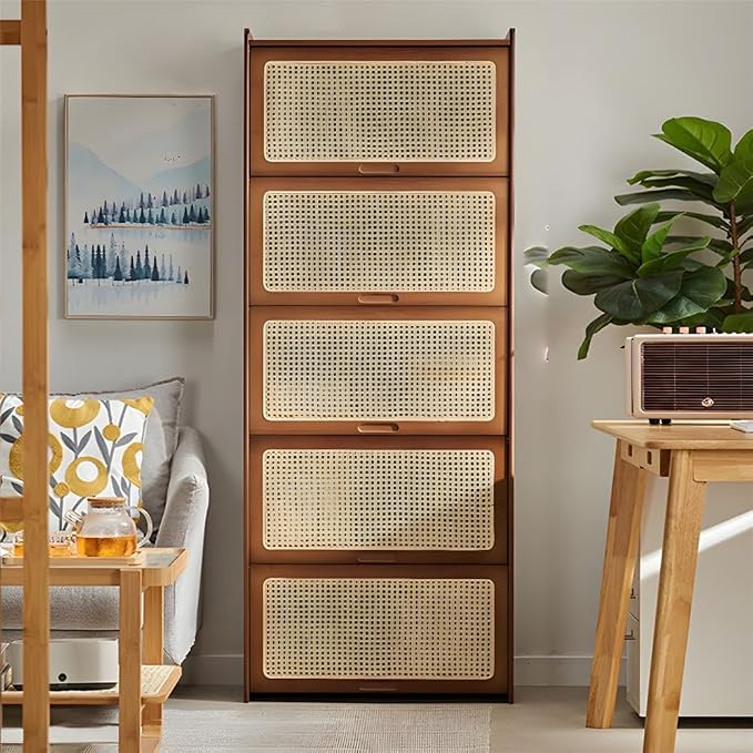 Door Material: Rattan; Color: Brown