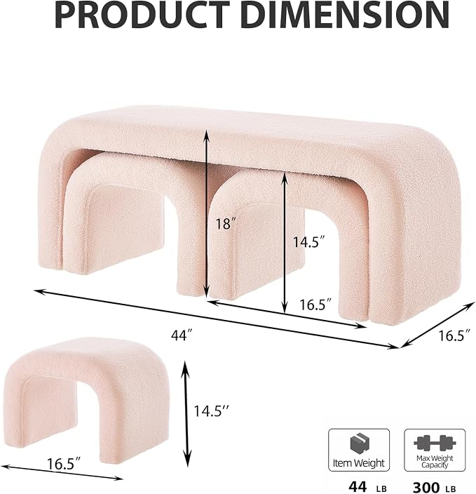 Pink 44''w 3-piece