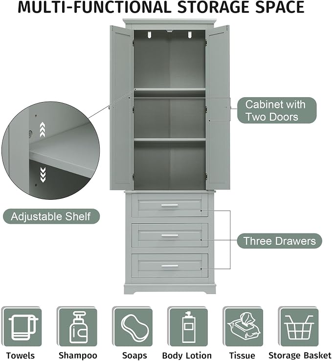 Grey 3 Drawers