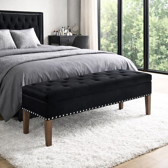 Black With Wood Legs 48'' W