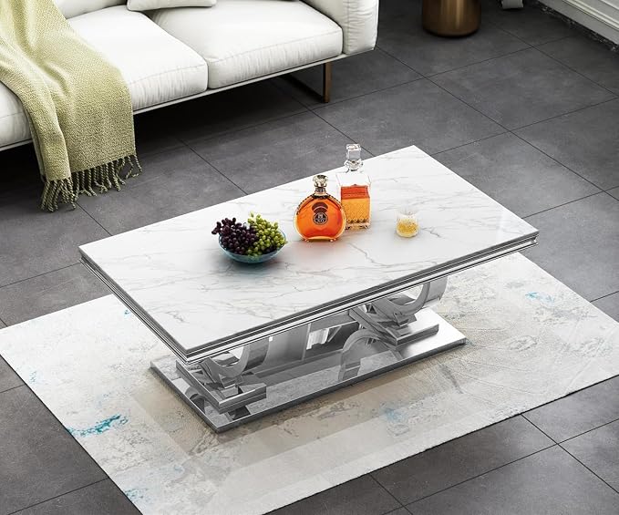 Coffee Table - White Silver Base