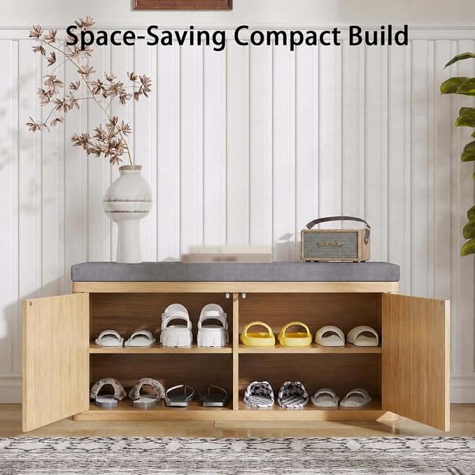 2 Door Oak Sturdy Shoe Bench