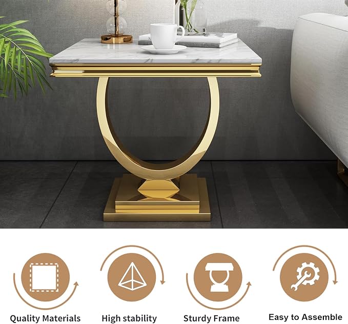 End Table,white&silver